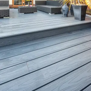 Habitat+ Grey Composite Deck board (L)2.4m (W)135mm (T)22mm