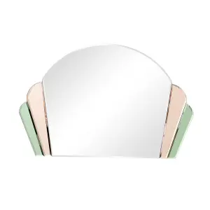 Melody Maison Pink & Green Glass Art Deco Arch Fan Wall Mirror 71cm x 46cm