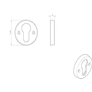 45mm Euro Profile Open Escutcheon 8mm Depth Satin Nickel Keyhole Cover