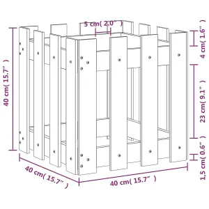 Berkfield Garden Planter with Fence Design Black 40x40x40 cm Solid Wood Pine