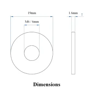 50 x Steel Penny Repair Washers M6 x 19mm for Nuts, Bolts & Screws
