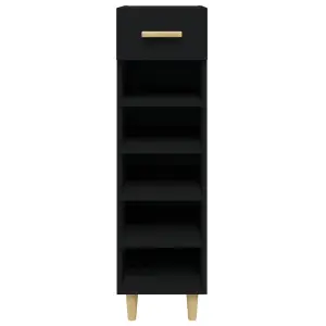 Berkfield Shoe Cabinet Black 30x35x105 cm Engineered Wood