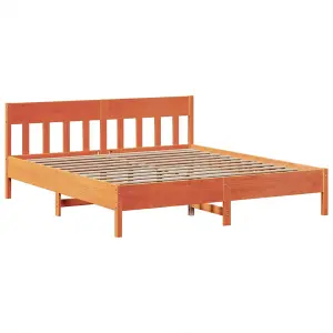 Berkfield Bed Frame without Mattress Wax Brown 200x200 cm Solid Wood Pine