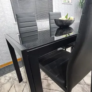 Kitchen Dining Table And 4 Chairs Dining Set of 4 Black Table with 4 Leather Chairs Furniture Kosy Koala