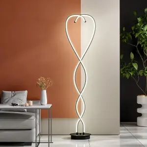 Black Decorative Swirling LED Floor Lamp Floor Light Living Room Standing Light 155CM