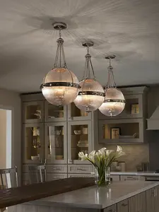 3 Bulb Ceiling Pendant Light Fitting Highly Polished Nickel LED E14 60W