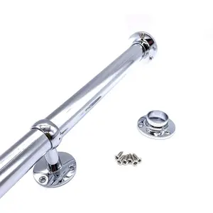 EAI - Hanging Wardobe Rail Kit - 25mm Tube - 1219mm Rail with 2x End Sockets & 1x Centre Brackets - Polished Chrome