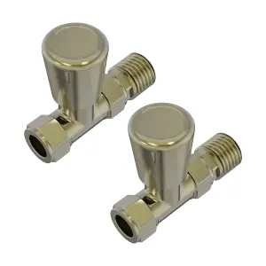 Right Radiators 15mm Brushed Brass Straight Lockshield Valve Towel Rail Radiator Valves Central Heating Taps