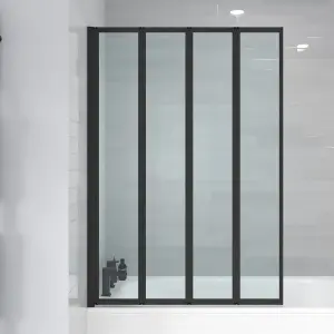 Nes Home 1000 x 1400 mm 4 Fold Door Bath Shower Screen Black Frame