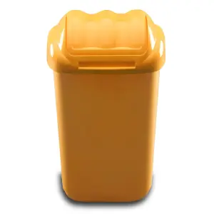 Home Centre Lift Top Plastic Waste Bin 50 Litre Yellow Kitchen Office School Work Recycling