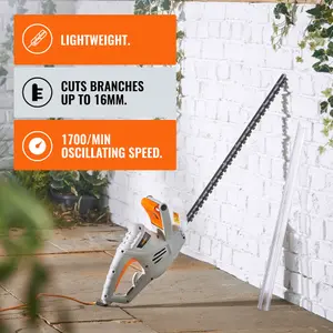 VonHaus Hedge Trimmer 550W, Electric Lightweight Cutter for Hedges, Bushes, Branches & More, Comes with Blade Cover, 10m Cable