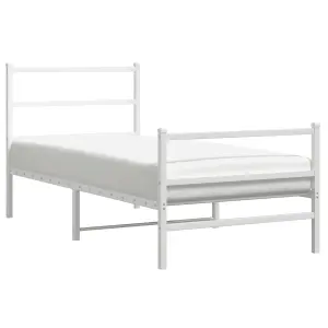 Berkfield Metal Bed Frame without Mattress with Footboard White 90x190cm