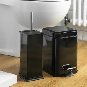 Square Bathroom Pedal Bin - 3 Litre Black