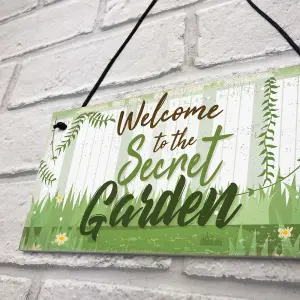 Red Ocean Welcome To The Secret Garden Hanging Plaque Garden Shed SummerHouse Sign Gifts For Her