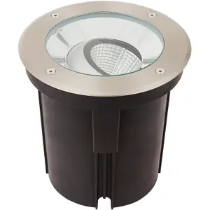 Stainless Steel Drive Over IP67 Ground Light - 16.5W Cool White Tilting Head LED