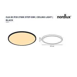 Nordlux Oja 60 2700K 3-Step Indoor Living Dining Bedroom Ceiling Light In Black (Height) 3.2cm