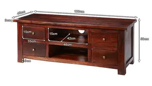 Jaipur Dark Mango TV Cabinet - Solid Mango Wood - L48 x W130 x H50 cm