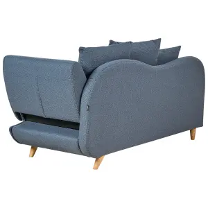 Right Hand Fabric Chaise Lounge with Storage Blue MERI II