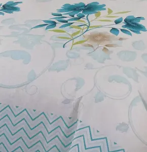 Bethany Teal Floral Duvet Cover Set Reversible Zig Zag Bedding