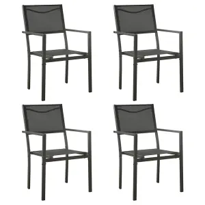 Berkfield Garden Chairs 4 pcs Textilene and Steel Black and Anthracite