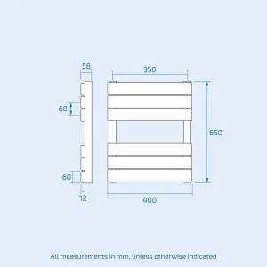 Nes Home 650 x 400mm Flat Panel Heated Towel Rail Radiator Anthracite