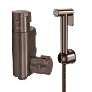 Douche Bidet Shattaf Muslim Shower Spray Thermostatic Handset and Valve Set - Brushed Bronze