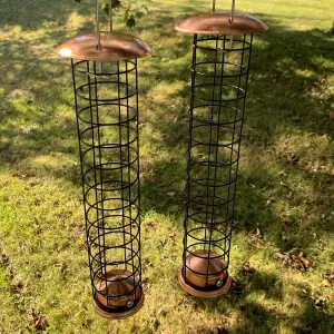 Large Copper Style Hanging Bird Suet Fat Ball Feeder (Set of 2)