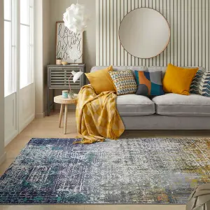 Blue Copper Abstract Polyester Soft Modern Living Room, Bedroom Rug - 120cm X 180cm