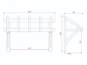 Flat roof wooden Porch Canopy 1.8m kiln-dry, (H) 1340mm x (W) 1800mm x (D) 660mm