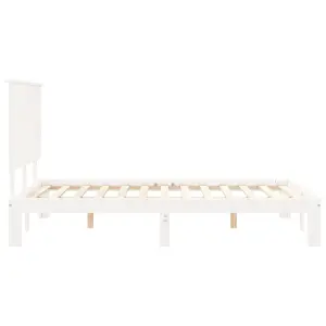 Berkfield Bed Frame with Headboard White 140x190 cm Solid Wood