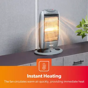 Geepas 1200W Halogen Heater Portable  Instant Heating with 3 Heat Settings