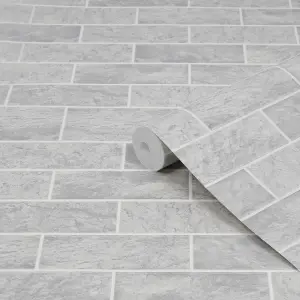 Contour Tiled Grey Washable Wallpaper