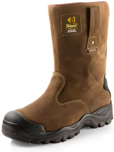 Buckbootz BSH010BR Waterproof Safety Rigger Work Boots Dark Brown - Size 7