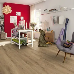 Basic 8MM EBL027 Cortina Oak Brown Laminate Flooring For Home (All Rooms), 8mm Thick Laminate Flooring 1.995 m²Per Pack