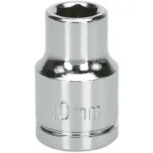 10mm Chrome Plated Drive Socket - Durable 1/2" Square Drive Tool for Professionals