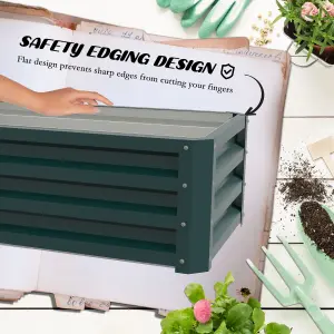 Outsunny Outdoor Planter Box, Steel Raised Garden Bed, Set of 2, Green