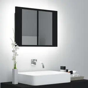 Berkfield LED Bathroom Mirror Cabinet Black 60x12x45 cm