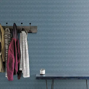 Galerie Geometrix Denim Blues Zig Zag Smooth Wallpaper