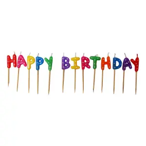 Creative Party Dotted Happy Birthday Pick Candles (Pack of 13) Multicoloured (One Size)