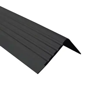 Stair non anti slip nosing rubber angle step edge trim edging PVC RD 90cm black