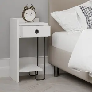 Jan Versatile Modern Bedside Table with Drawer and Open Shelf Oak / Right Orientation