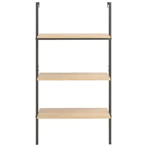 Berkfield 3-Tier Leaning Shelf Light Brown and Black 64x35x120.5 cm