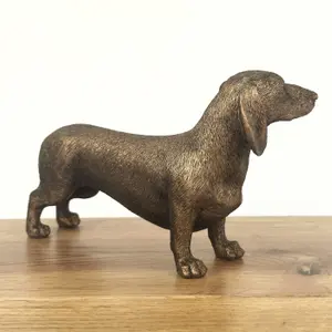 Dachshund figurine from the Leonardo Reflections Bronzed range, gift boxed.