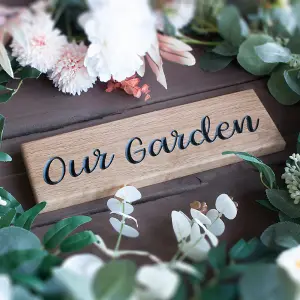 Peak Heritage Engraved Oak Sign 30cm - Our Garden