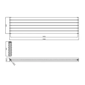 Kensington Grey Double Horizontal Radiator - 350x1500mm