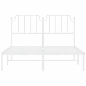 Berkfield Metal Bed Frame without Mattress with Headboard White 140x200cm