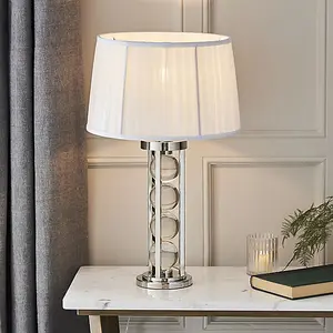 Luminosa Newton 1 Light Table Lamp Polished Nickel Plate, Clear Crystal - Base Only, E27