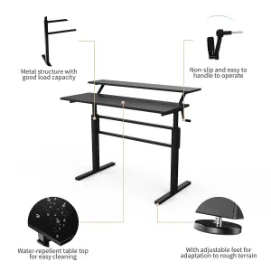 Costway 2-Tier Standing Computer Desk Sit to Stand Workstation Ergonomic Computer Table Black