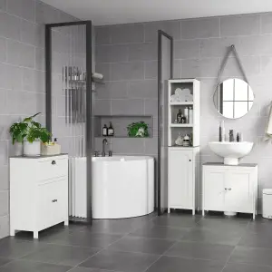 kleankin Bathroom Sink Cabinet, Freestanding Under Sink Cabinet Adjustable Shelf