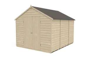 Forest Garden Overlap 10x8 ft Apex Wooden 2 door Shed with floor